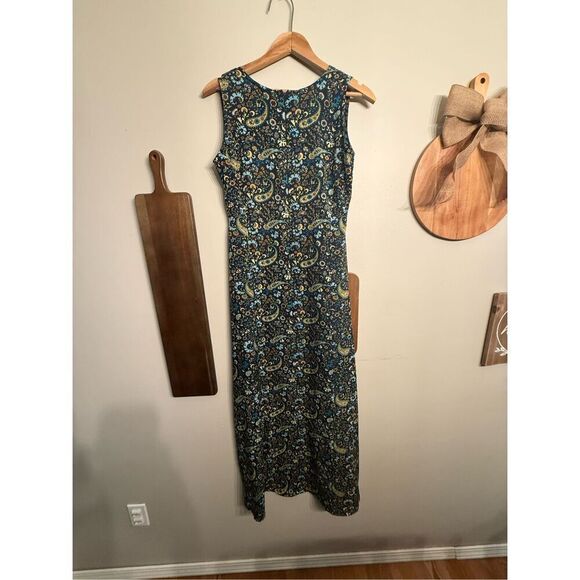 Womens Blue Paisley Floral Print Boho V Neck Sleeveless Maxi Dress Size Small - Picture 2 of 6